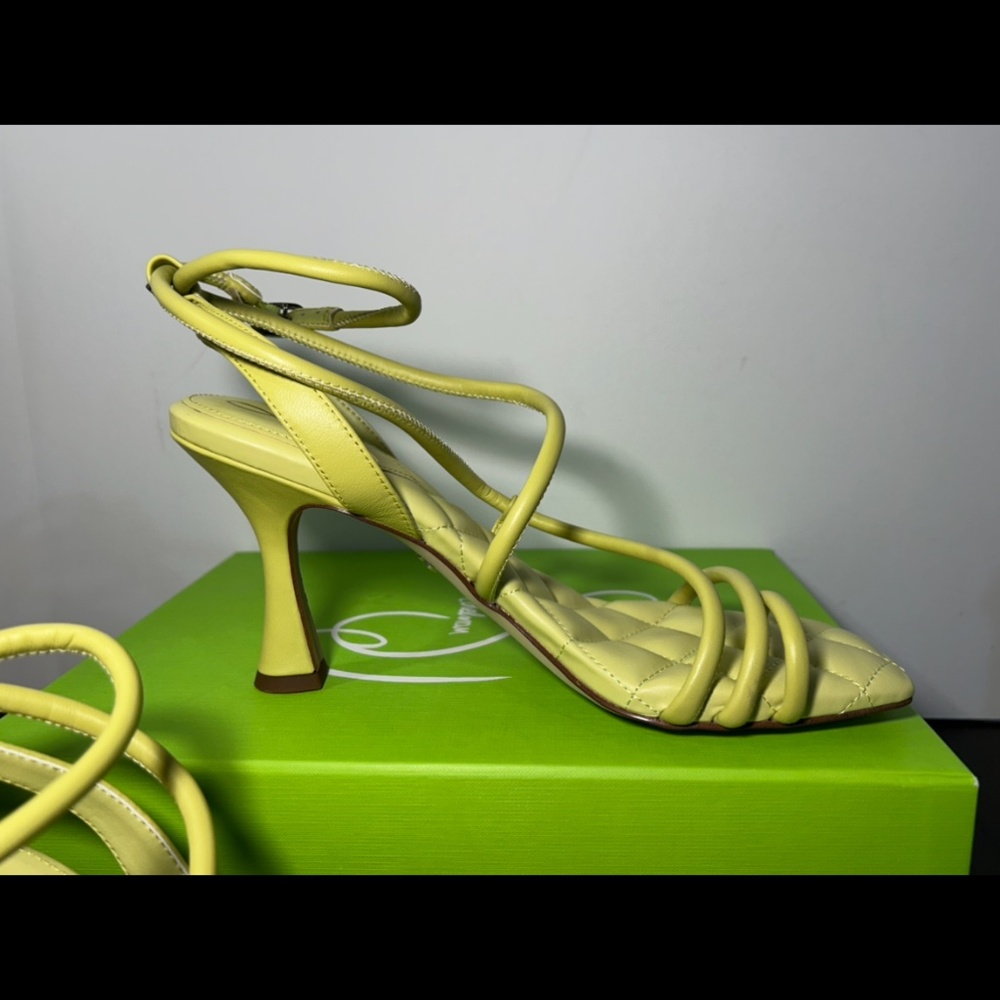 Sam Edelman Maven Strappy Leather Padded Heels Shoes Kiwi Green Womans 10M - Picture 3 of 16